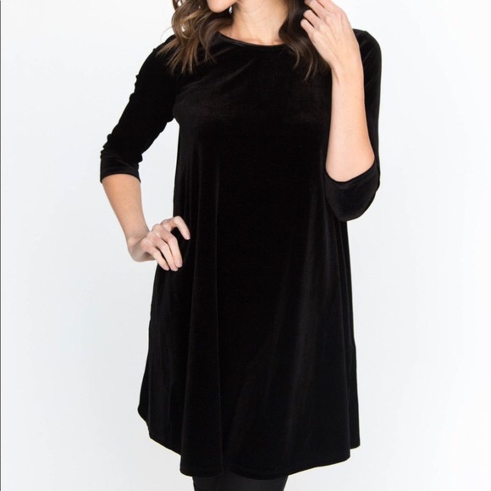 Agnes & Dora Velvet Black Swing Tunic XS NWT